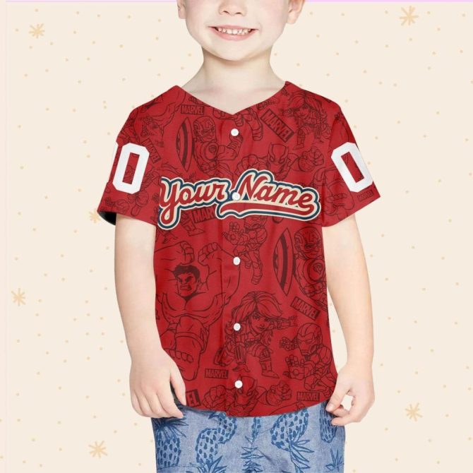 Customizable Marvel Baseball Jersey For Kids/Youth/Adults - Add Your Name & Number! - Image 5