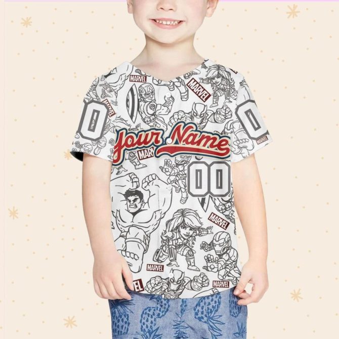 Custom Marvel Baseball Jersey For Kids/Youth/Adults – Personalize With Your Name! - Image 3