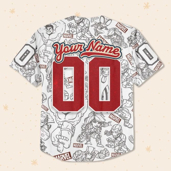 Custom Marvel Baseball Jersey For Kids/Youth/Adults – Personalize With Your Name! - Image 4