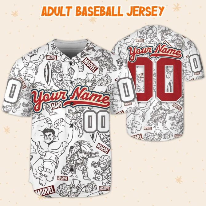 Custom Marvel Baseball Jersey For Kids/Youth/Adults – Personalize With Your Name! - Image 6