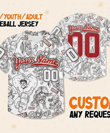 Custom Marvel Baseball Jersey For Kids/Youth/Adults – Personalize With Your Name!