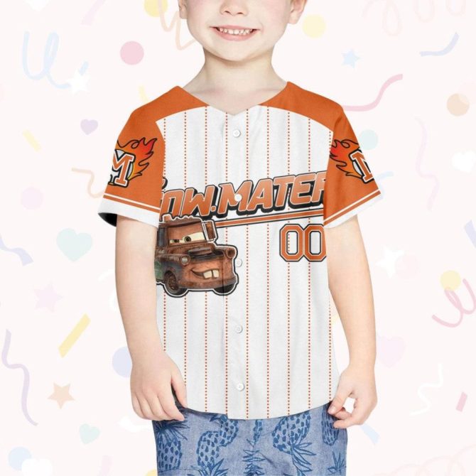 Custom Kids/Youth/Adult Tow Mater Baseball Jersey – Personalize Your Name & Number! - Image 5
