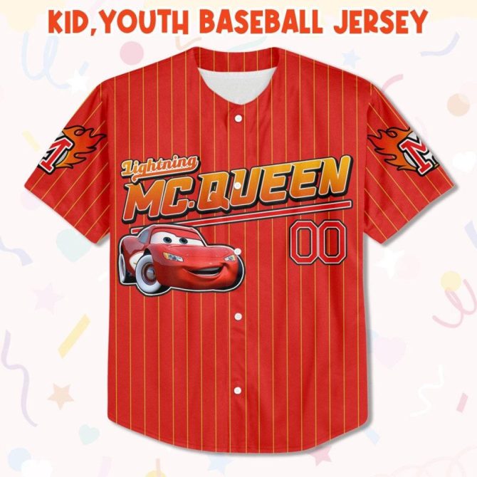 Custom Lightning Mcqueen Baseball Jersey - Personalized For Kids, Youth & Adults! - Image 3