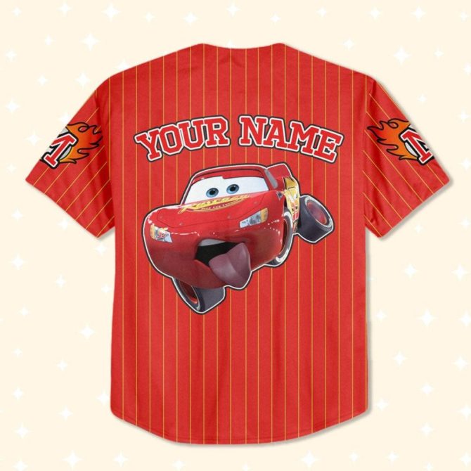 Custom Lightning Mcqueen Baseball Jersey For Kids/Youth/Adults – Personalized Name, Perfect Gift! - Image 4