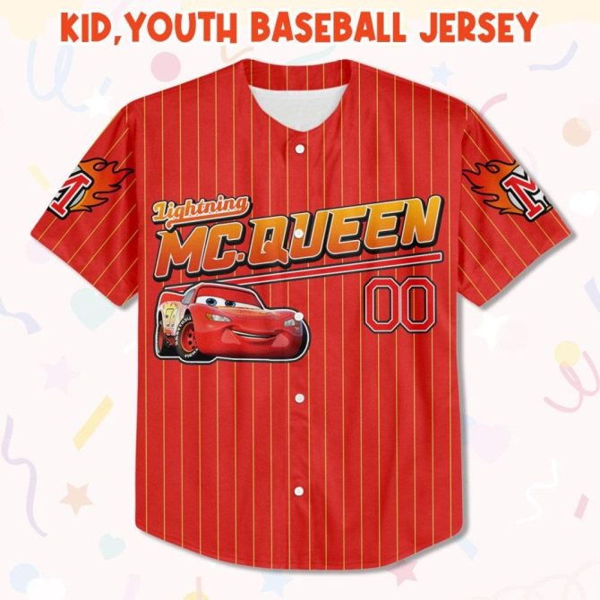 Custom Lightning Mcqueen Baseball Jersey – Personalized Kids, Youth & Adult Sizes - Image 3