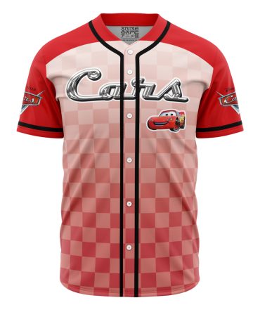 Disney Cars Lightning Mcqueen Red Checkered Baseball Jersey – Kids & Adults