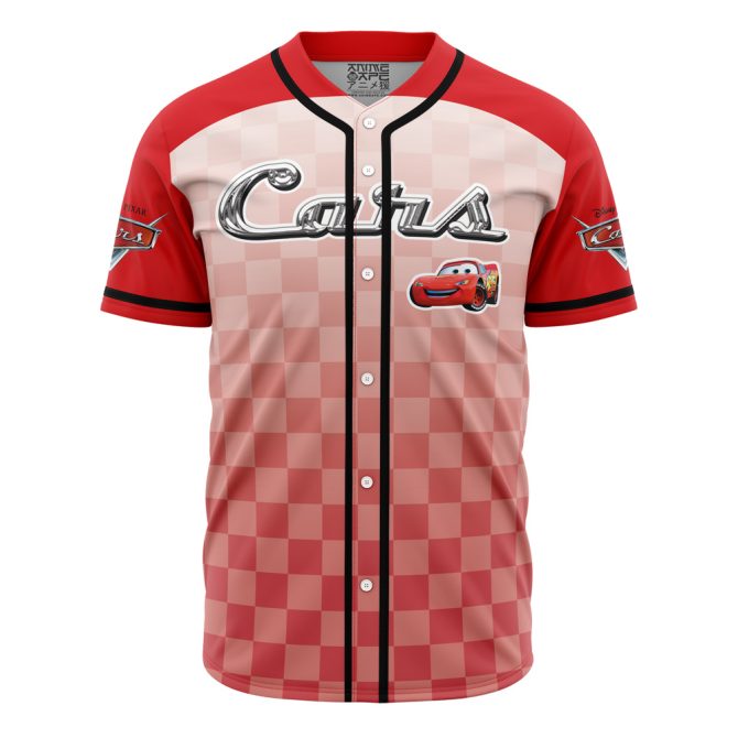 Disney Cars Lightning Mcqueen Red Checkered Baseball Jersey – Kids & Adults