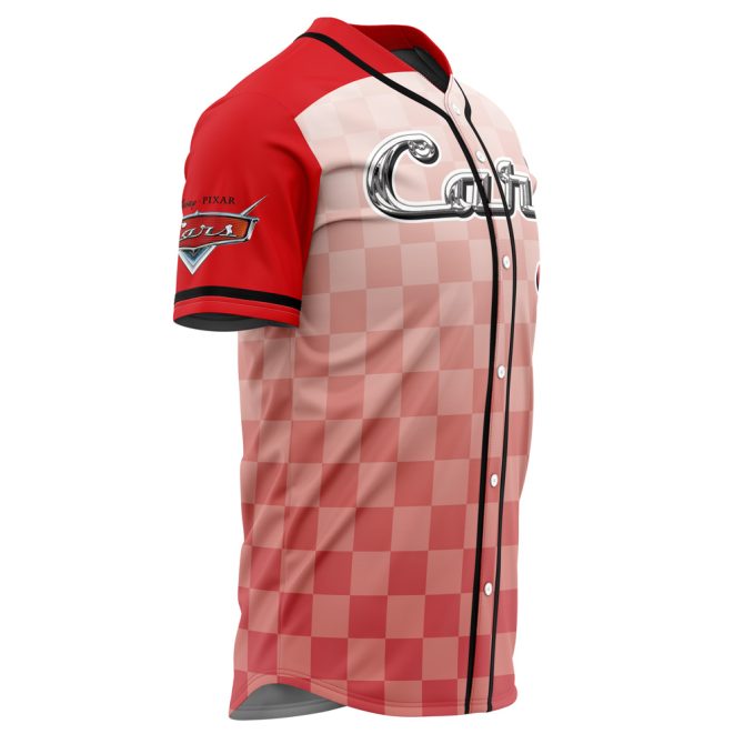 Disney Cars Lightning Mcqueen Red Checkered Baseball Jersey – Kids & Adults - Image 2