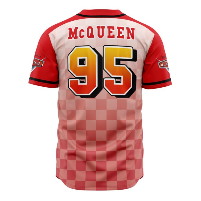 Disney Cars Lightning Mcqueen Red Checkered Baseball Jersey – Kids & Adults - Image 3