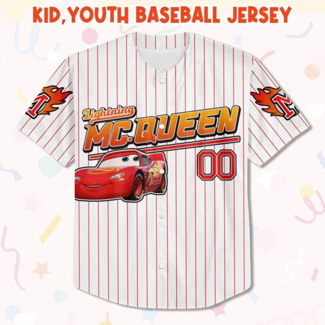 Custom Lightning Mcqueen Baseball Jersey - Kids, Youth & Adults - Personalize Your Own! - Image 3