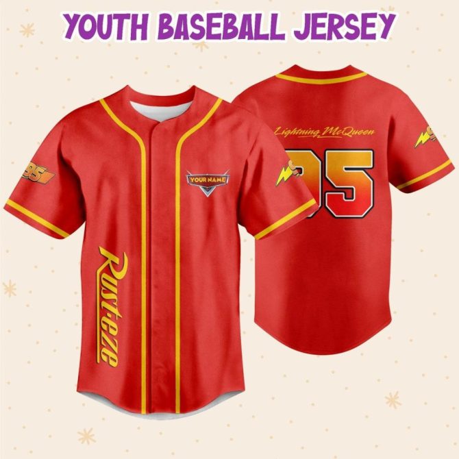 Custom Lightning Mcqueen Baseball Jersey - Kids/Youth/Adult Sizes - Personalize Name & Number! - Image 6