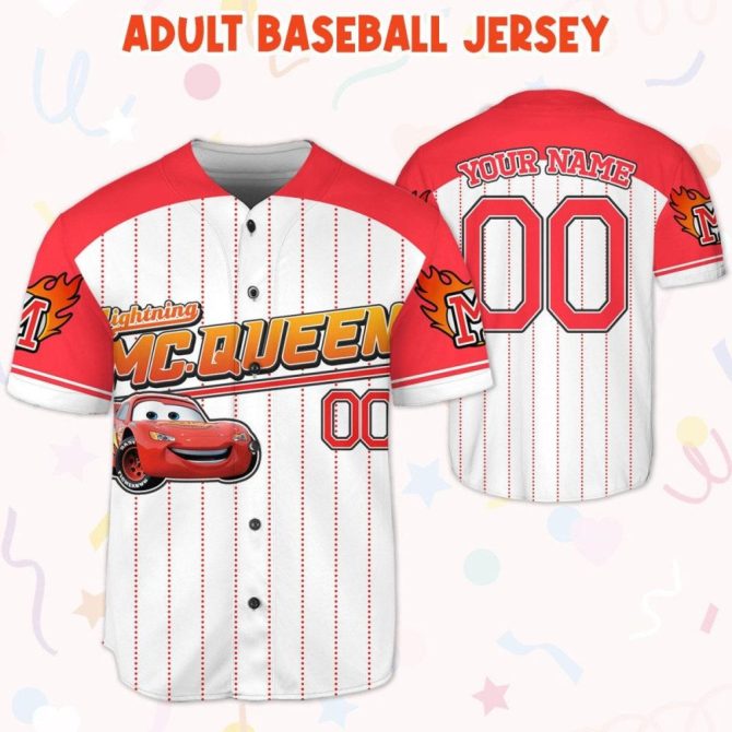 Custom Lightning Mcqueen Baseball Jersey – Personalized Name & Number For Kids, Youth, Adults - Image 6