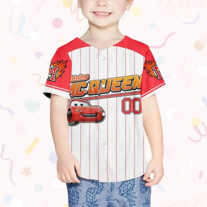 Custom Lightning Mcqueen Baseball Jersey – Personalized Name & Number For Kids, Youth, Adults - Image 5