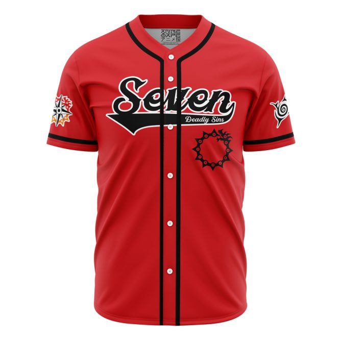 Custom Red Baseball Jersey - Seven Deadly Sins Design, Personalized Name & Number - Image 2