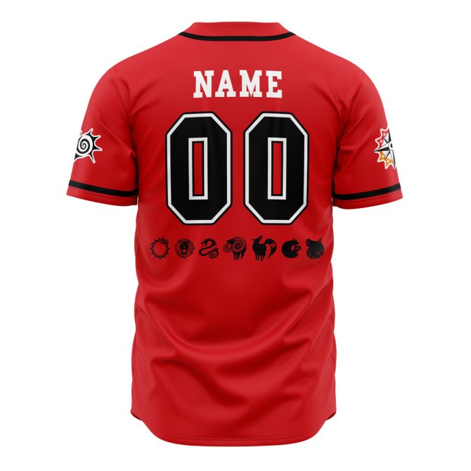 Custom Red Baseball Jersey - Seven Deadly Sins Design, Personalized Name & Number - Image 3