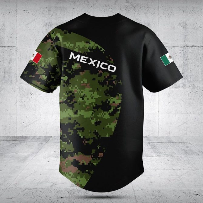 Custom Mexican Camo Baseball Jersey - Personalized Text & Flag Design - Image 2