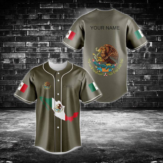 Custom Mexico Baseball Jersey – Personalized Name & Flag Design