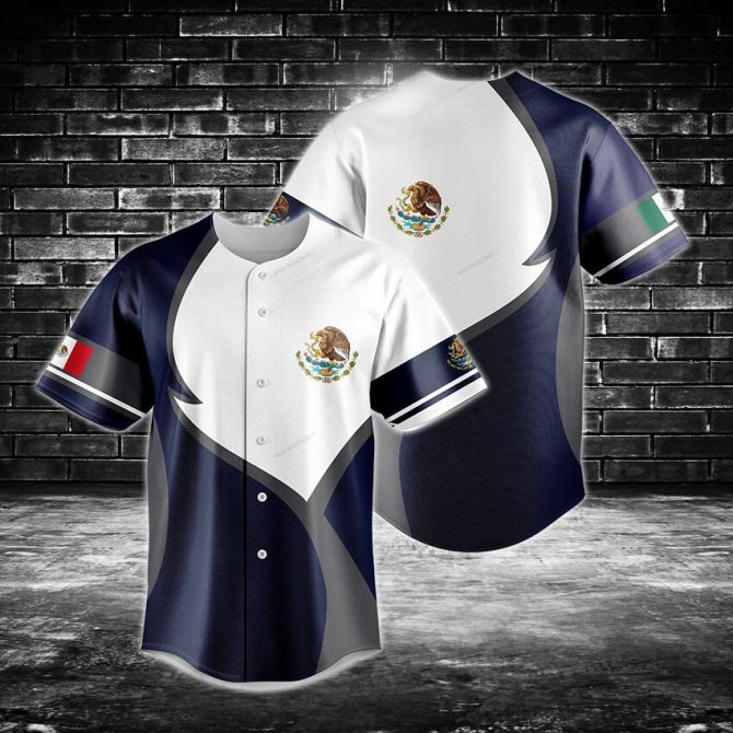 Men'S Mexico Flag Baseball Jersey – Customizable Sportswear, Breathable & Stylish Design