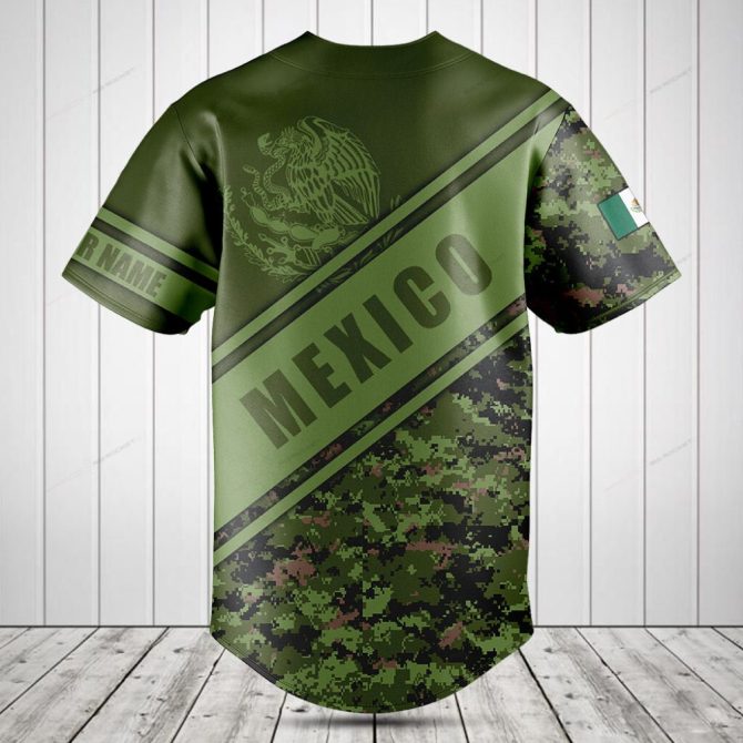 Custom Mexico Camouflage Baseball Jersey - Personalized, Stylish & Unique Design - Image 2