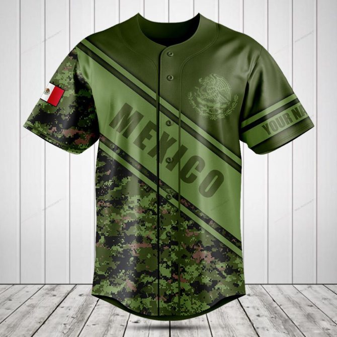 Custom Mexico Camouflage Baseball Jersey - Personalized, Stylish & Unique Design