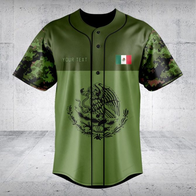 Mexican Pride Camouflage Jersey - Stylish Military Green T-Shirt With Eagle Emblem - Image 2