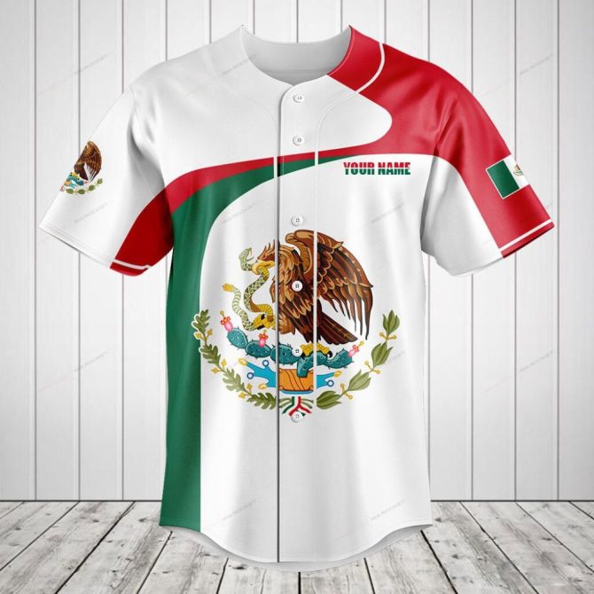 Customizable Mexican Flag Baseball Jersey – Show Your Pride In Style!
