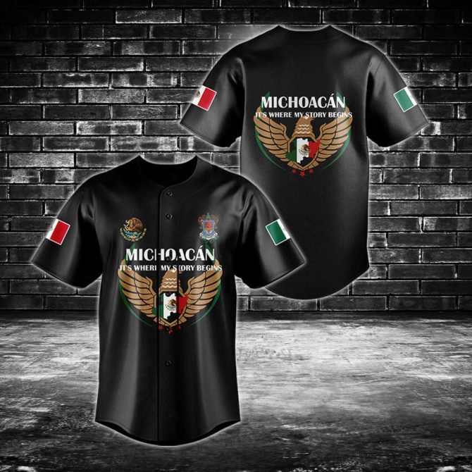 Michoacán Pride Baseball Jersey – Unique Mexican Heritage Design, Perfect Gift!