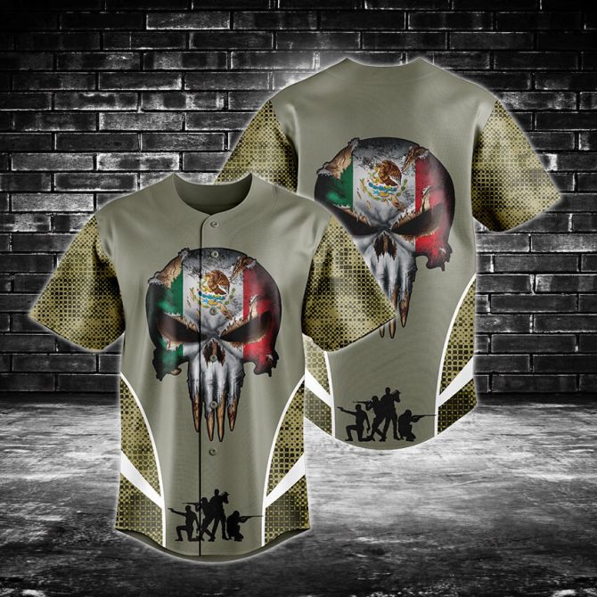 Men'S Mexican Skull Baseball Jersey - Unique Graphic Design & Tactical Style