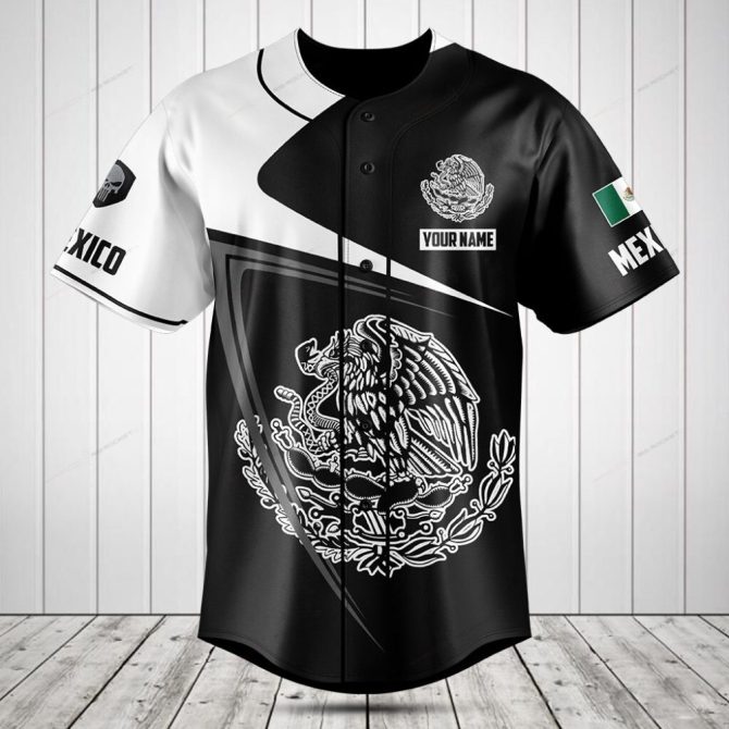 Customizable Mexican Flag Baseball Jersey - Personalized Name, Premium Quality