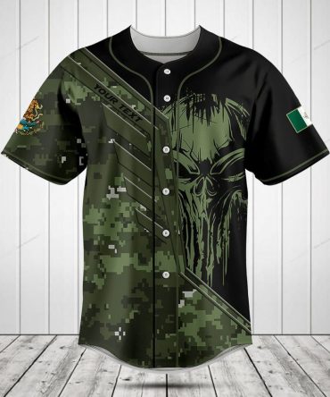 Custom Camo Skull Baseball Jersey – Personalized Graphic Sportswear For Men