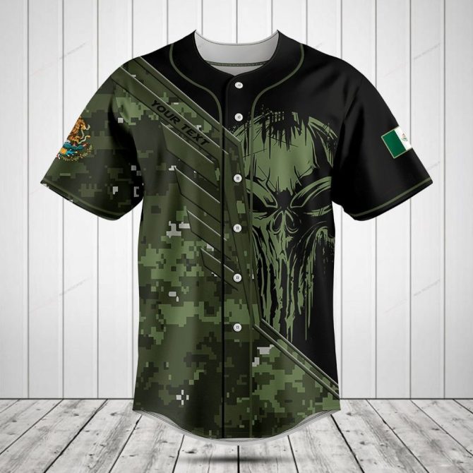Custom Camo Skull Baseball Jersey – Personalized Graphic Sportswear For Men