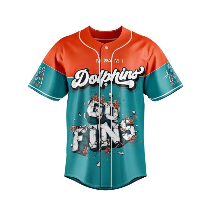 Miami Dolphins Baseball Jersey - Bold Go Fins Design For Fans - Limited Edition - Image 2