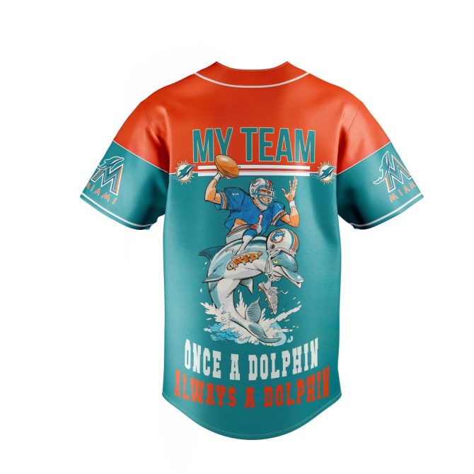 Miami Dolphins Baseball Jersey - Bold Go Fins Design For Fans - Limited Edition - Image 3