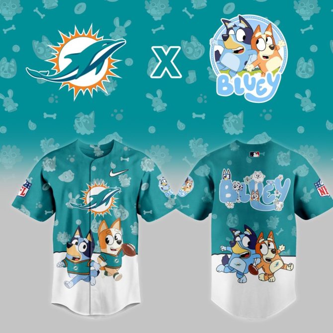 Exclusive Miami Dolphins X Bluey Kids' Jersey – Limited Edition Nfl Fun!