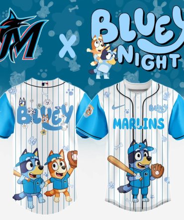 Limited Edition Bluey X Marlins Kids' Baseball Jersey - Fun Sportswear For Young Fans!
