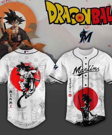 Dragon Ball X Miami Marlins Baseball Jersey – Anime Fan Gear, Stylish & Comfortable