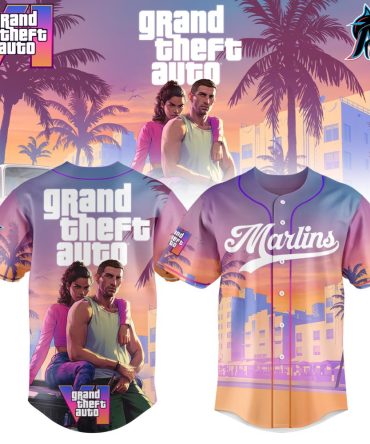 Grand Theft Auto Themed Baseball Jersey – Vibrant Sunset Design, Perfect For Fans!