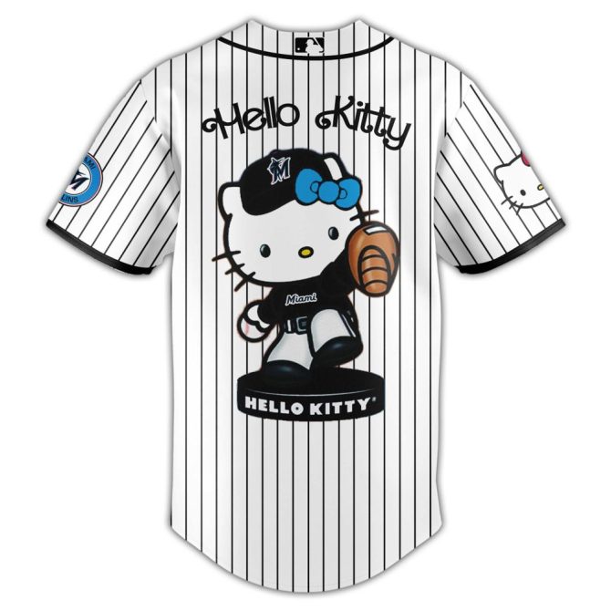 Hello Kitty X Marlins Baseball Jersey & Hat Set – Limited Edition Fan Gear - Image 2