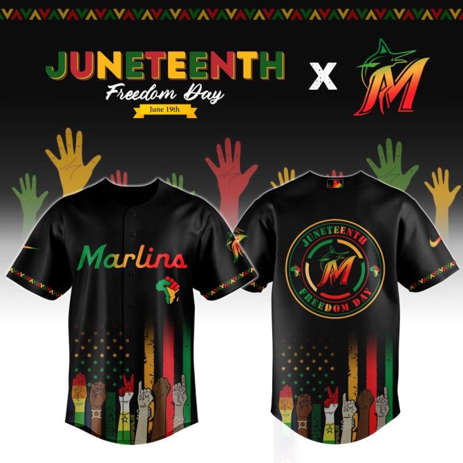 Celebrate Juneteenth In Style: Limited Edition Marlins Jersey – Unique Design, Bold Colors!