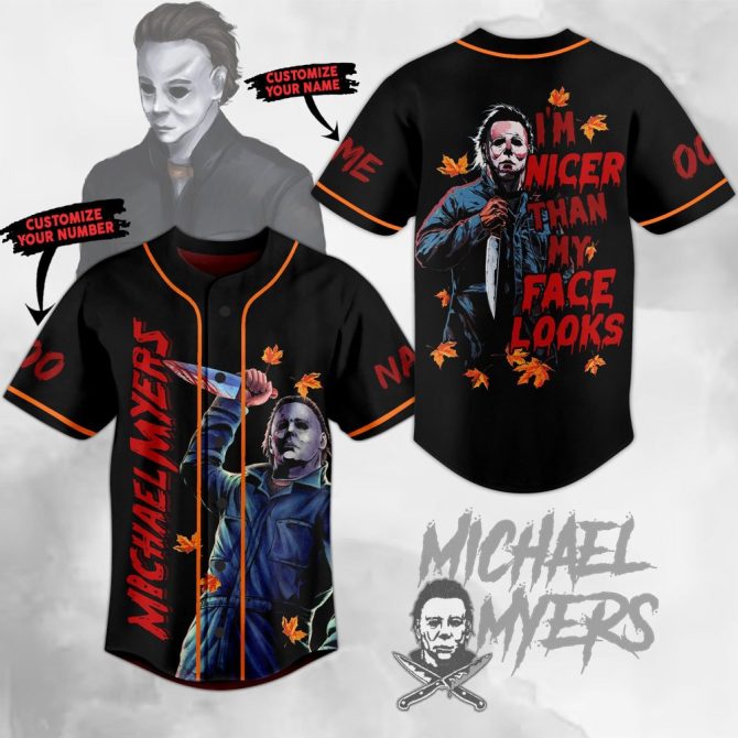 Customizable Michael Myers Baseball Jersey - Halloween Horror Classic, Unique Gift Idea