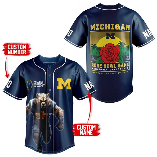 Custom Michigan Rose Bowl Jersey 2024 – Add Your Name & Number – Perfect Gift!