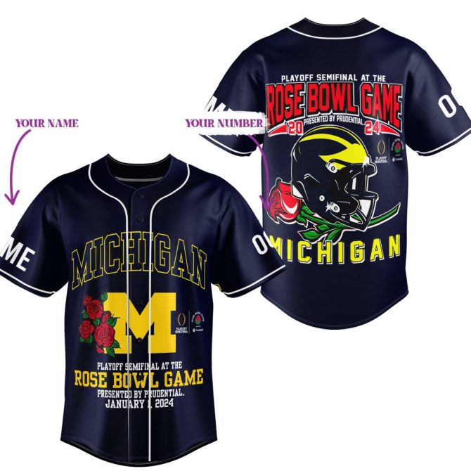 Custom Michigan Rose Bowl 2024 Jersey – Personalize With Name & Number