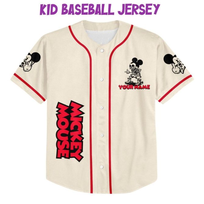 Customizable Mickey Mouse Baseball Jersey - Kids, Youth, Adult Sizes - Add Your Name & Number! - Image 3