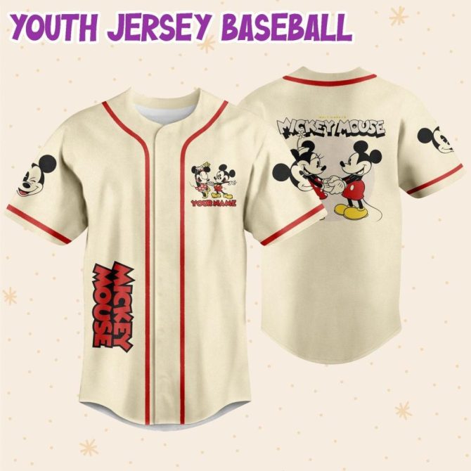 Custom Mickey Mouse Baseball Jersey - Kids/Youth/Adult Sizes - Add Your Name & Number! - Image 6