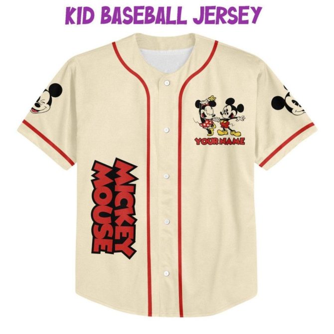 Custom Mickey Mouse Baseball Jersey For Kids/Adults - Personalized Name & Number - Image 3