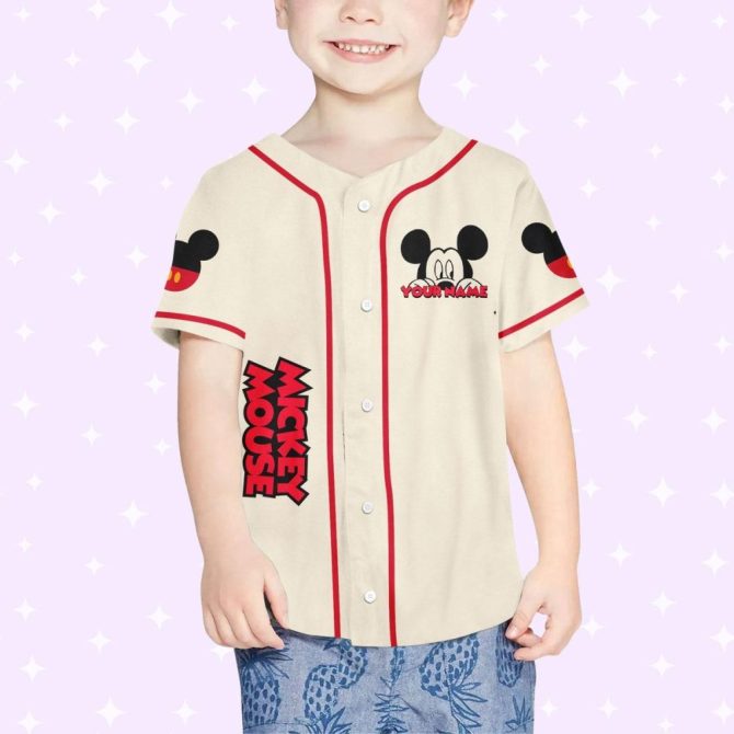 Custom Mickey Mouse Baseball Jersey - Kids/Youth/Adult - Personalized Text & Number - Image 5