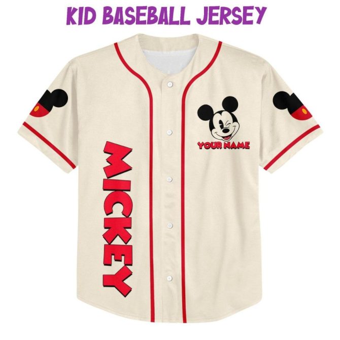Customizable Mickey Baseball Jersey For Kids/Youth/Adults - Add Name & Number! - Image 4