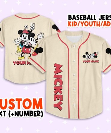 Custom Mickey Baseball Jersey For Kids/Youth/Adults – Personalize With Name & Number