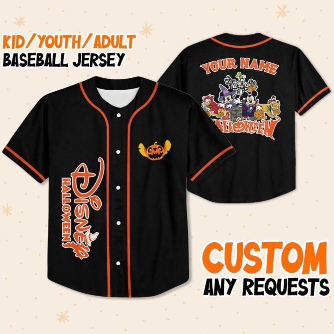 Custom Disney Halloween Baseball Jersey – Kids/Youth/Adult Sizes – Personalize Your Name!