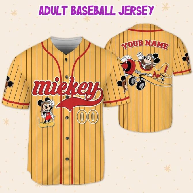 Customizable Mickey Baseball Jersey For Kids/Youth/Adults - Add Your Name! - Image 6